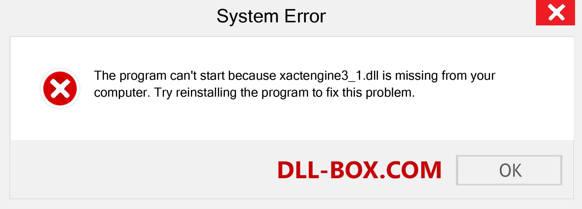  xactengine3_1.dll file is missing?. Download for Windows 7, 8, 10 - Fix  xactengine3_1 dll Missing Error on Windows, photos, images